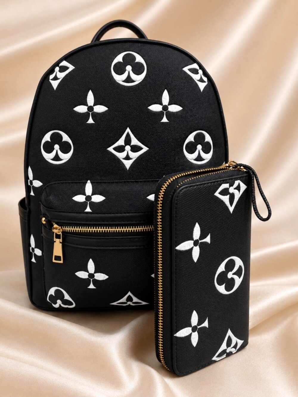 Black & White Pattern Backpack & Matching Wallet Set - NEW!